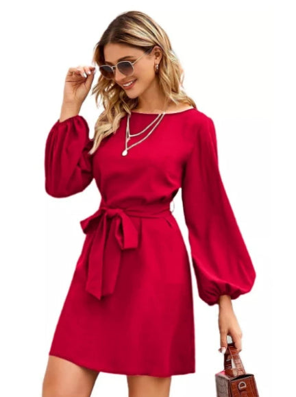Pure Color Slim Hedging High Waist Dress