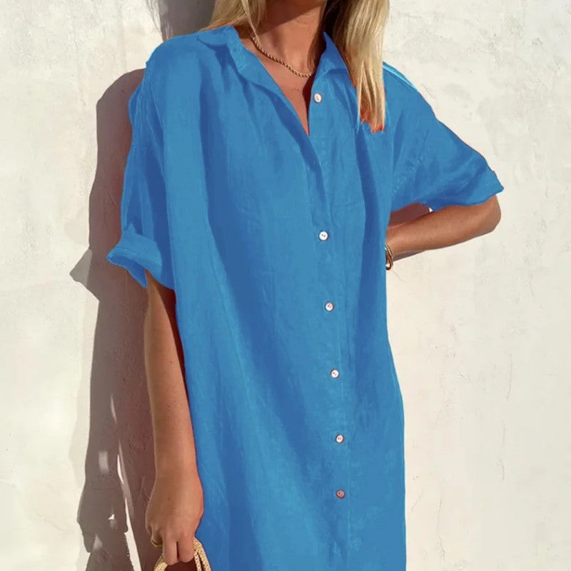 Robe chemise longue blanche fluide
