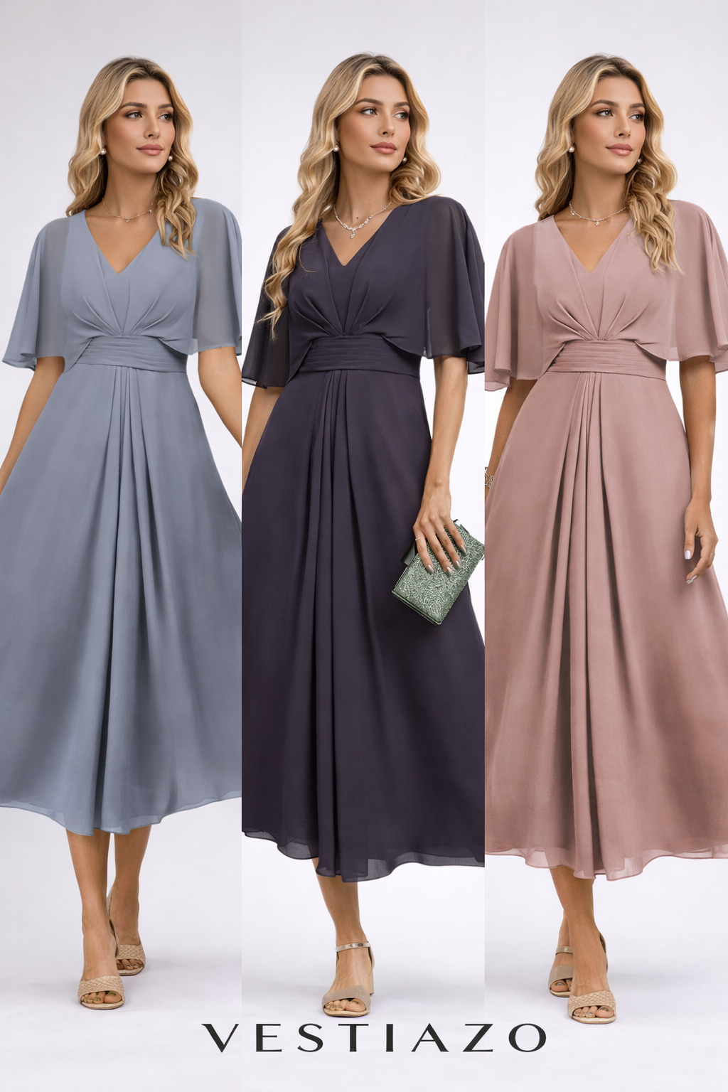 Robe Longue Fluide Manches Papillon