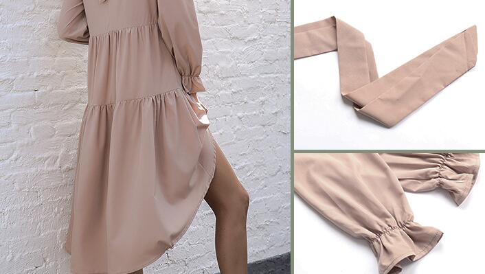Women's Solid Color Long Sleeve Fishtail Dress