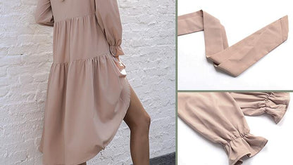 Women's Solid Color Long Sleeve Fishtail Dress