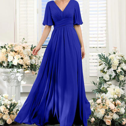 Women's Solid Color Casual Slit Mixed Satin Trousers Dress