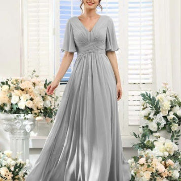 Women's Solid Color Casual Slit Mixed Satin Trousers Dress