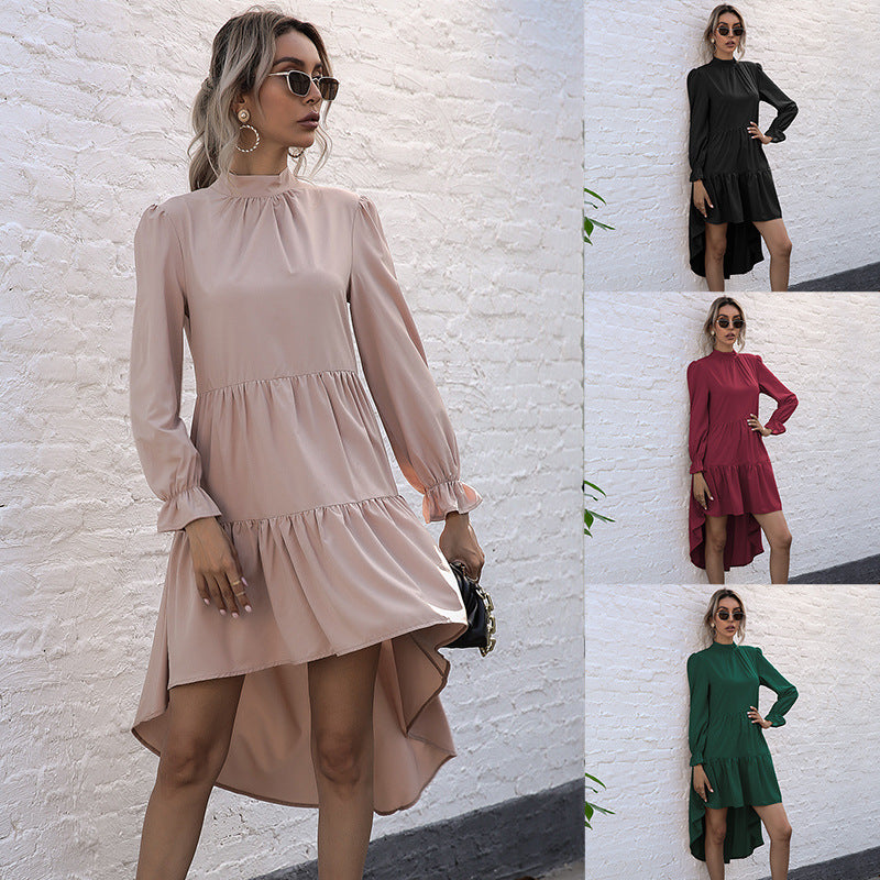 Women's Solid Color Long Sleeve Fishtail Dress