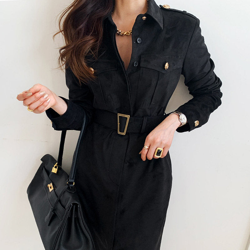 Long Tooling-style Jumpsuit With Lace-up Waist And Thin Pockets