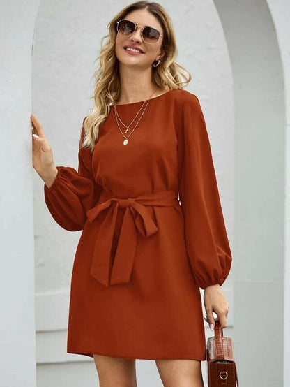 Pure Color Slim Hedging High Waist Dress