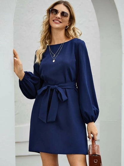 Pure Color Slim Hedging High Waist Dress
