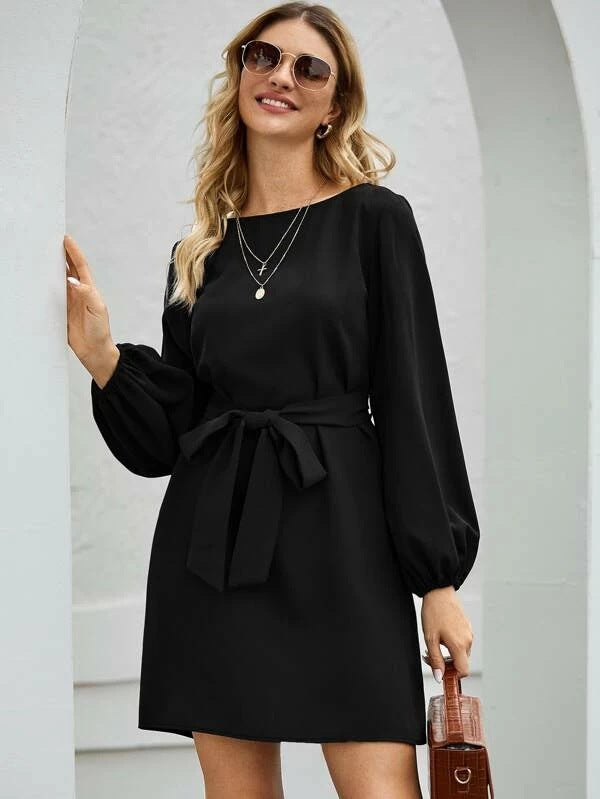 Pure Color Slim Hedging High Waist Dress