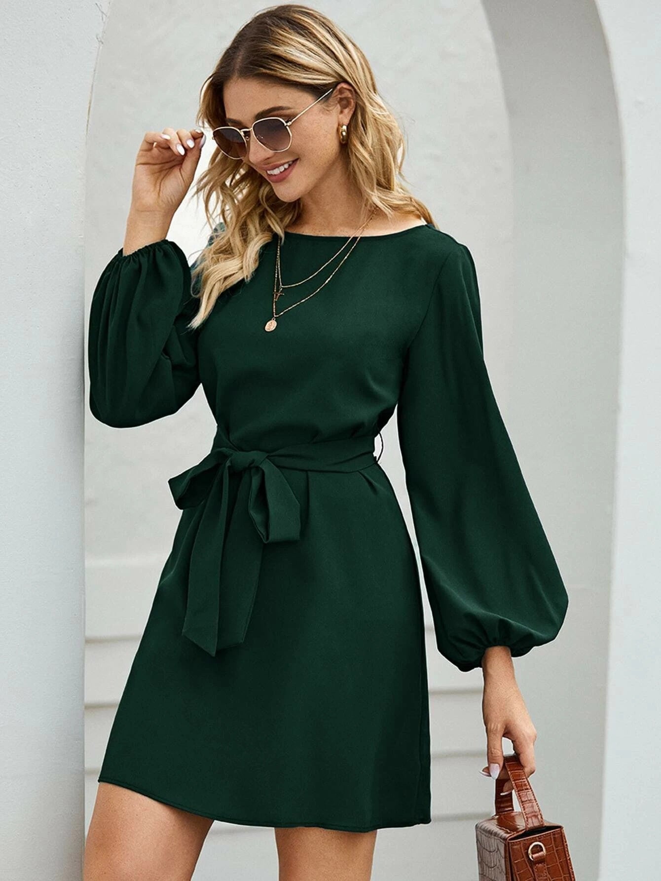 Pure Color Slim Hedging High Waist Dress