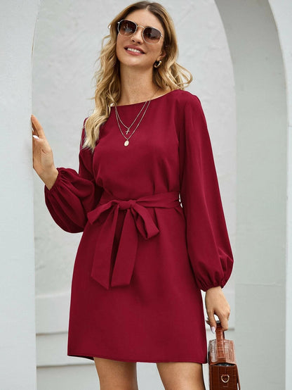 Pure Color Slim Hedging High Waist Dress