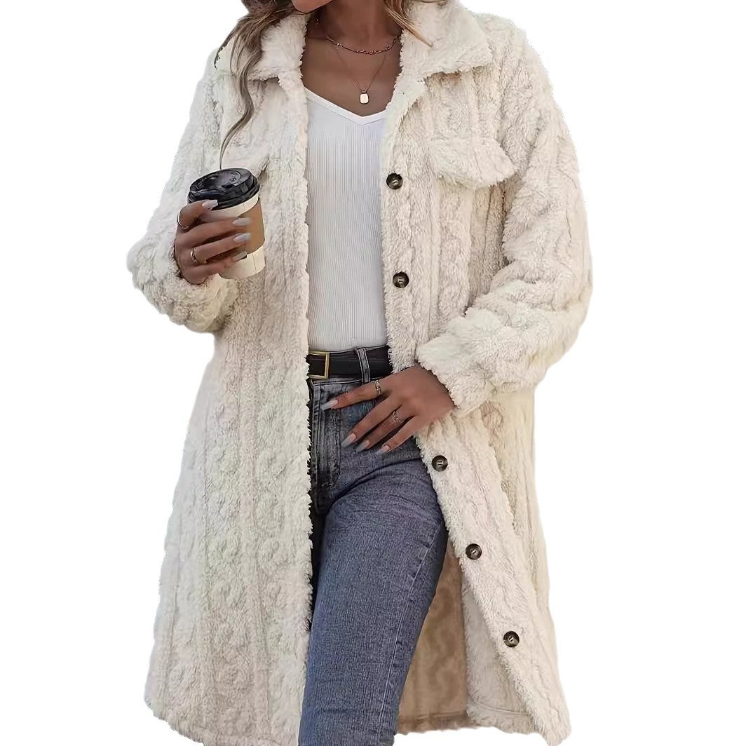 Manteau Femme Teddy Beige Élégant