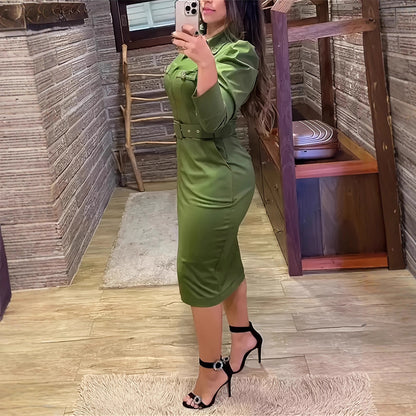 Women's Slim-fit, Elegant, Mid-length Utility Bodycon Dress