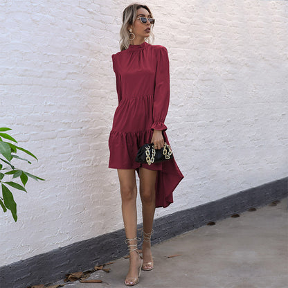 Women's Solid Color Long Sleeve Fishtail Dress