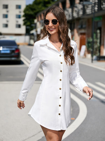 Robe chemise courte noire à manches longues
