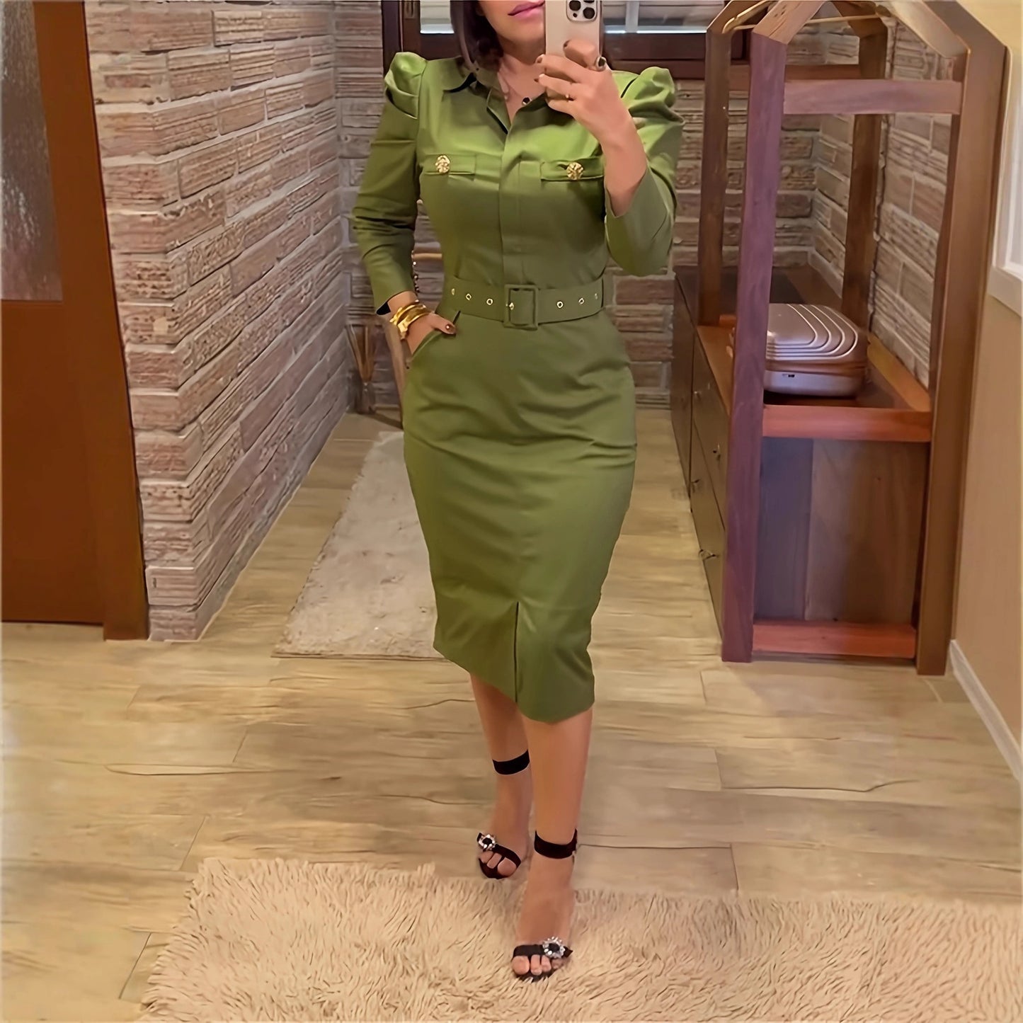 Women's Slim-fit, Elegant, Mid-length Utility Bodycon Dress