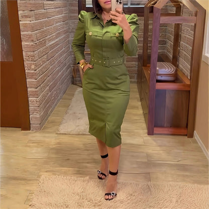 Women's Slim-fit, Elegant, Mid-length Utility Bodycon Dress
