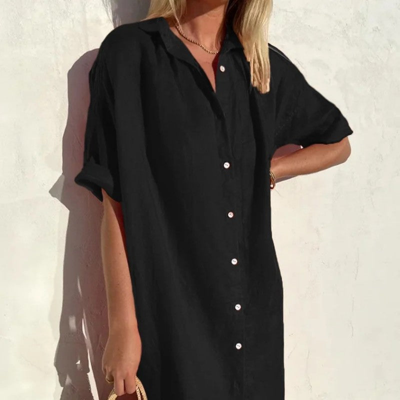 Robe chemise longue blanche fluide