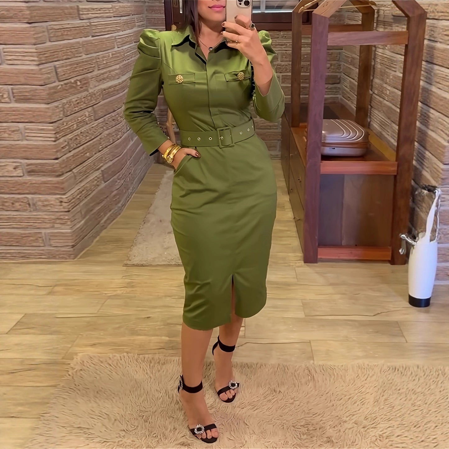 Women's Slim-fit, Elegant, Mid-length Utility Bodycon Dress