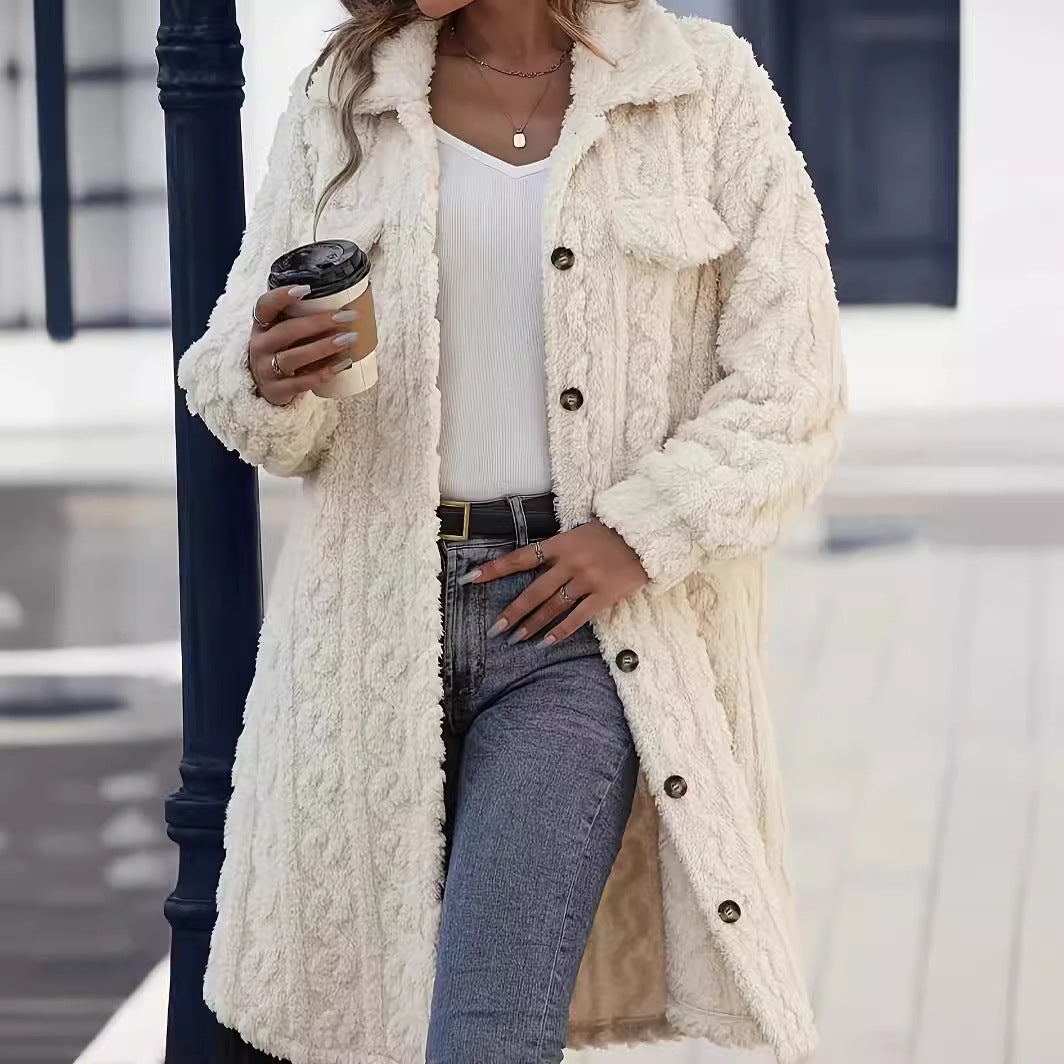 Manteau Femme Teddy Beige Élégant