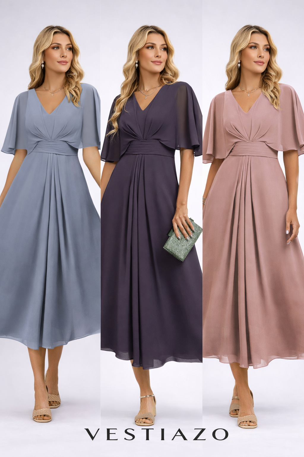 Robe Longue Fluide  Manches Papillon