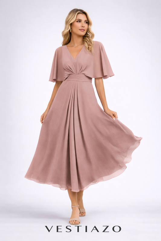 Robe Longue Fluide  Manches Papillon