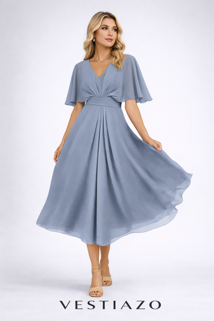 Robe Longue Fluide  Manches Papillon