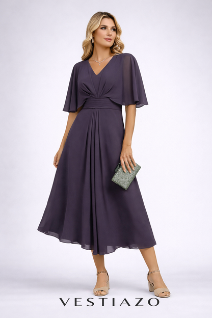 Robe Longue Fluide  Manches Papillon