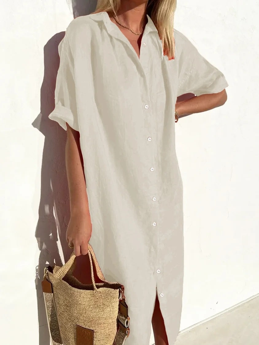 Robe chemise longue blanche fluide