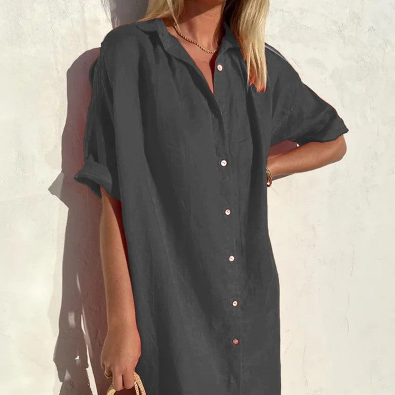 Robe chemise longue blanche fluide