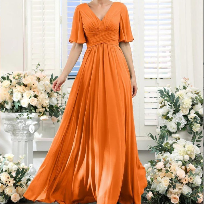 Women's Solid Color Casual Slit Mixed Satin Trousers Dress