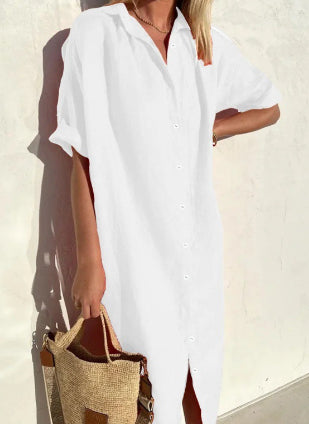 Robe chemise longue blanche fluide