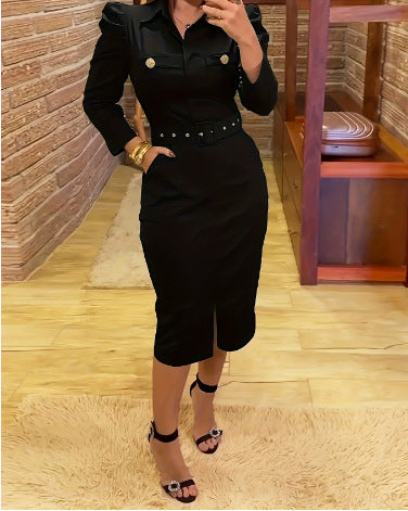 Women's Slim-fit, Elegant, Mid-length Utility Bodycon Dress