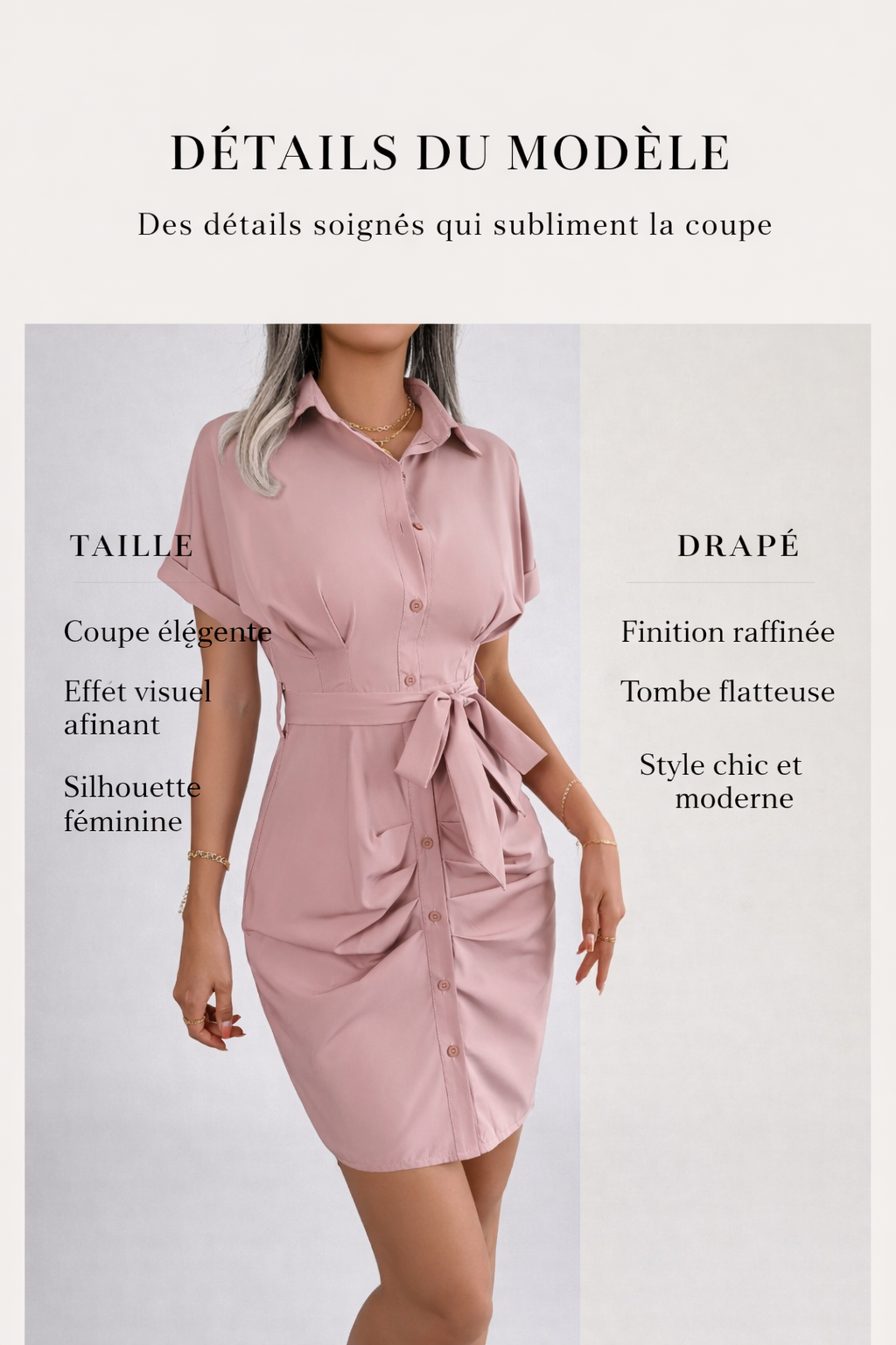 Robe chemise courte bordeaux ceinturée