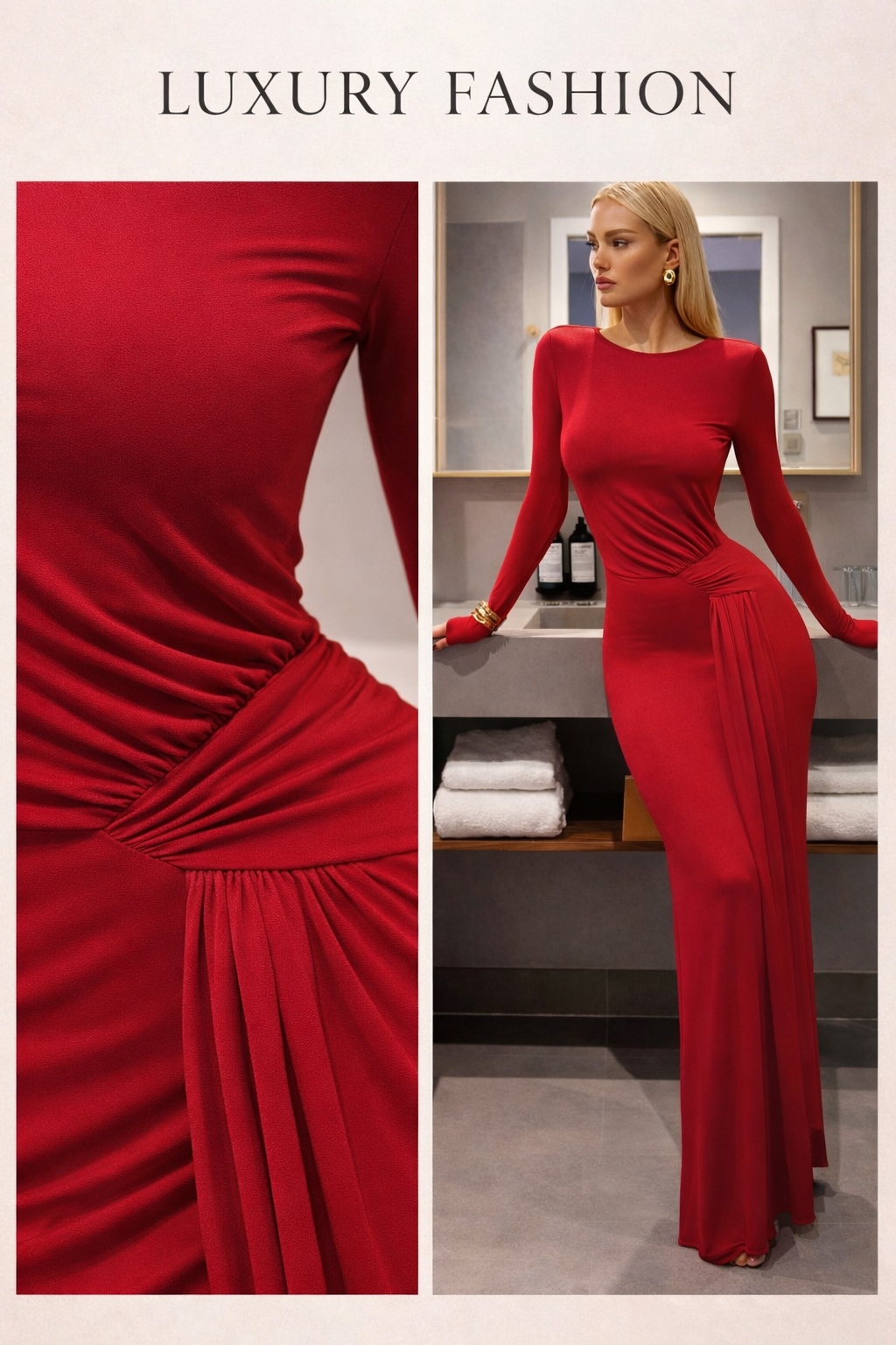 Robe Noire Longue Drapée