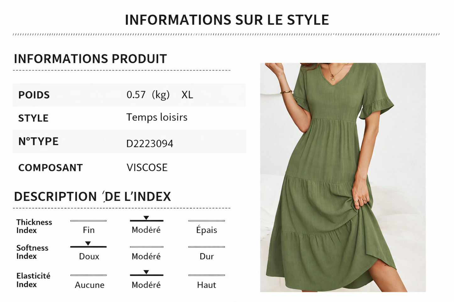 Robe longue jaune à col V et manches volantées