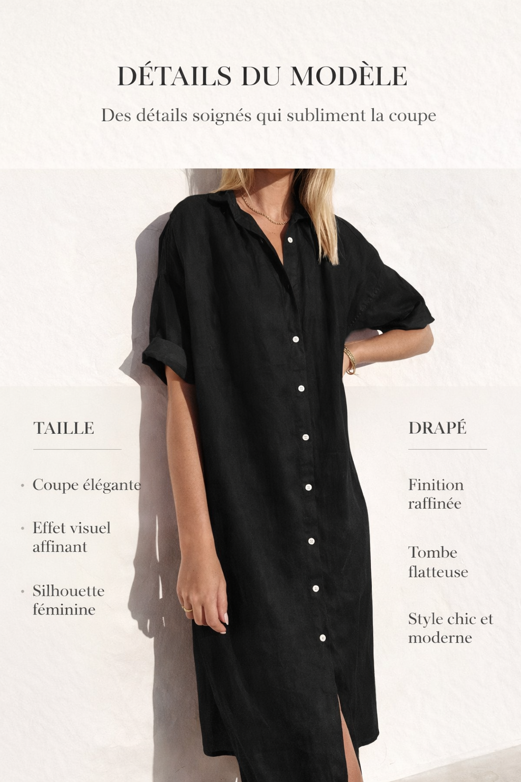 Robe chemise longue blanche fluide