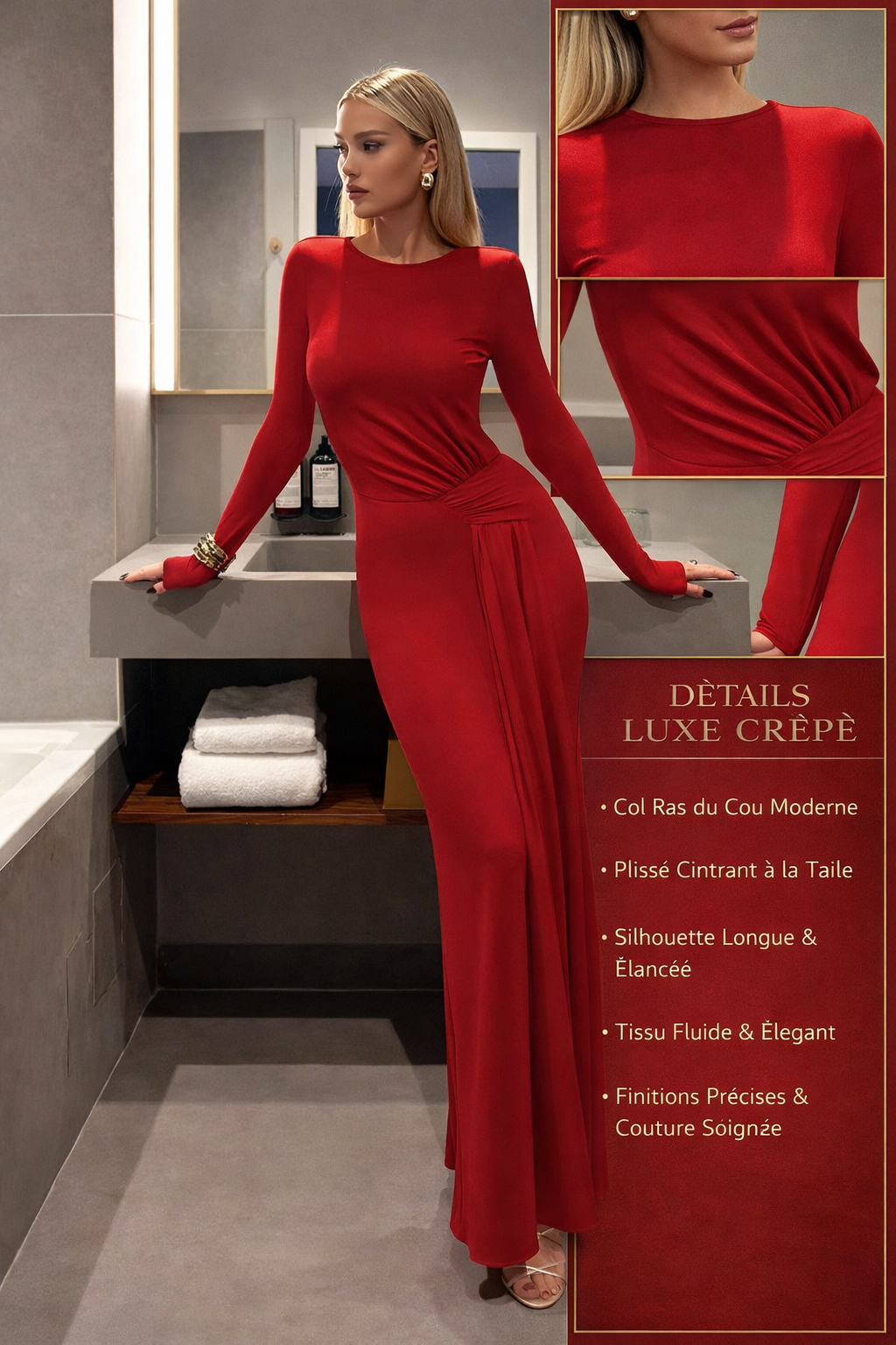 Robe Noire Longue Drapée